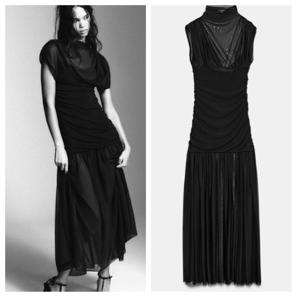 NWT🔥Zara Elegant Black Evening Dress